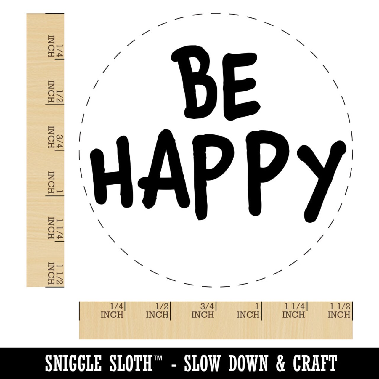 Be Happy Fun Text Self-Inking Rubber Stamp for Stamping Crafting Planners